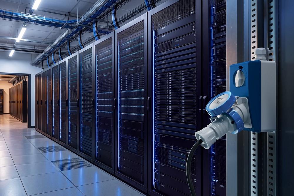 Armadi server con connessione elettrica.